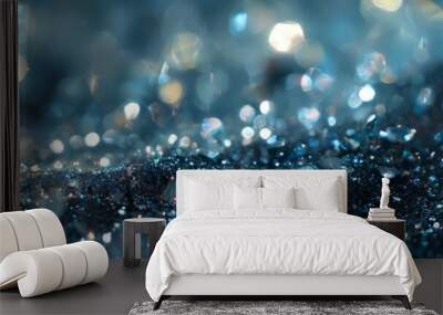 close up blue glitter background Wall mural