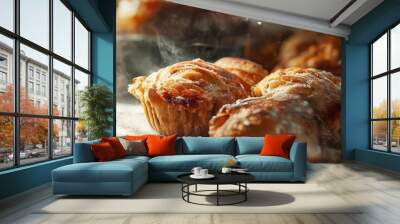 close up bunch pastries on table Wall mural