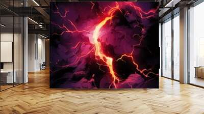 dark background with lightnings and red orange Wall mural