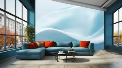 flowing, wavy texture in a light blue color, resembling the movement of water or a soft, billowing fabric. Wall mural