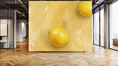 Four lemons arranged in a square on a textured yellow background. Wall mural