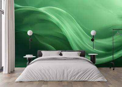 green abstract background with smooth wave Wall mural