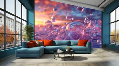 pink bubble floating in the water Wall mural