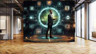 Portfolio Management with Hologram Concept Wall mural