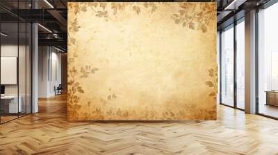 vintage background with leaves and Wall mural