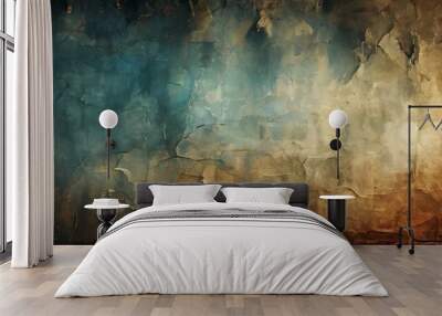 wall with blue and orange background Wall mural