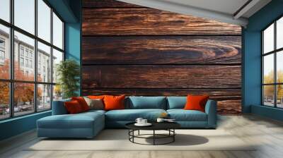 wooden background with dark brown wood texture Wall mural