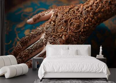 A hand of intricate henna designs Wall mural