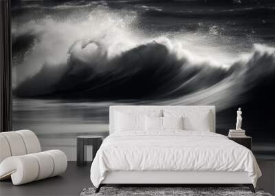 storm on the beach black and white Wall mural