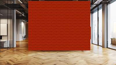 Realistic red brick wall background. Brown brick wall seamless vector pattern for replication. Orange brick wall seamless vector pattern. Vector texture of red bricks. Vector illustration.  Wall mural