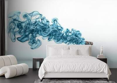 A photostock images of dark blue swirling smoke, isolated on white background, High Quality Wall mural