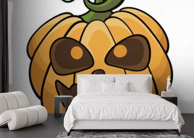 Pumpkin head painting Halloween, vector illustration. Wall mural