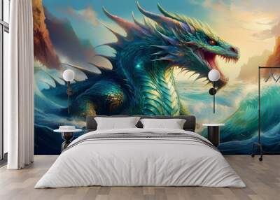 dragon in water Wall mural