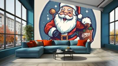 santa Christmas sticker, xmas character  Wall mural