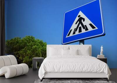 Pedestrian Symbol On Road Sign Wall mural