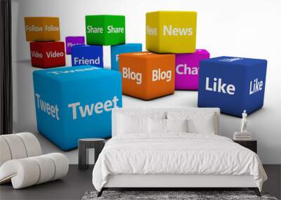 Social Media Web Signs On Cubes Wall mural