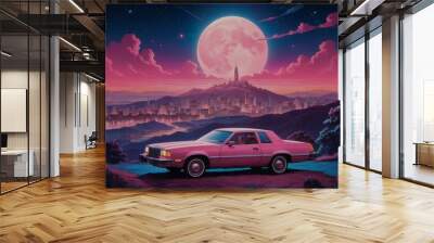 car in the night Wall mural