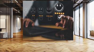 Customers using the laptop gave it a five-star gold satisfaction rating. Excellent level, business reputation rating, service quality. Wall mural