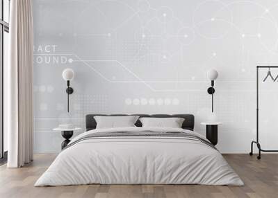 Abstract lines and dots connect background. Technology connection digital data and big data concept. Wall mural