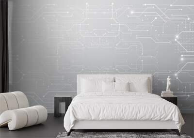 Grey white Abstract technology background, Hi tech digital connect, communication, high technology concept, science background Wall mural