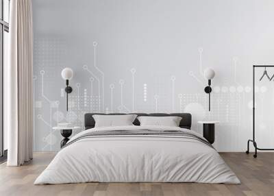 Grey white Abstract technology background, Hi tech digital connect, communication, high technology concept, science background Wall mural