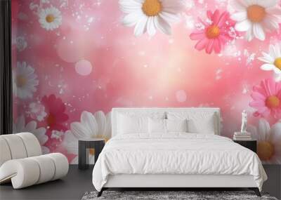 Daisy Flower Background Generative Ai Wall mural