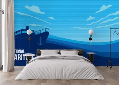 National Maritime Day background vector Wall mural