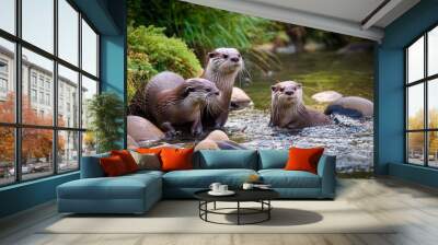 otter in the water Wall mural