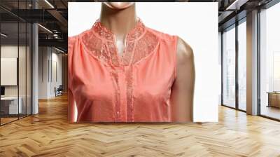 A coral pink sleeveless blouse, isolated on white Wall mural