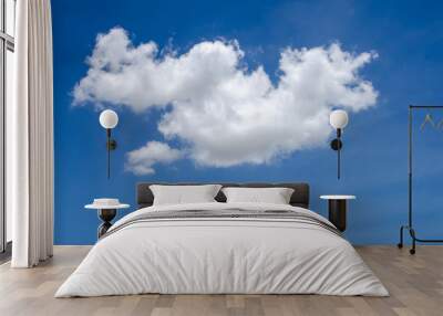 Beautiful cloudscape of nature single white cloud only one on blue sky background in daytime Wall mural