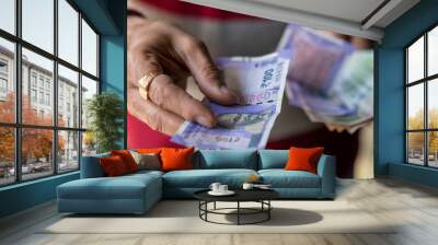 Male Hand Giving Cash Wall mural