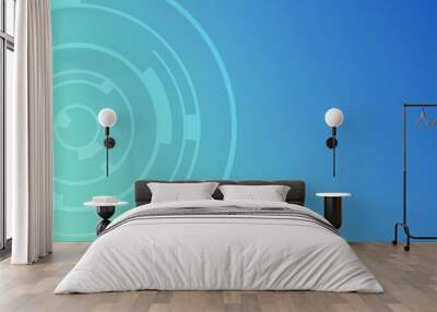 two dimensional illustration abstract futuristic electronic circle circuit technology background concept Wall mural