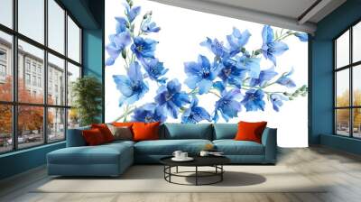 A realistic delphinium with tall spikes of blue flowers, isolated on a white background Wall mural