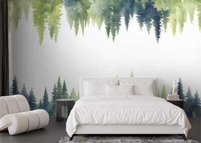 watercolor landscape with trees clipart, frame nature Wall mural