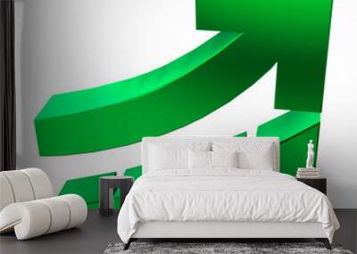 3D Green arrow and graph: stock market arrow growing, pointing up, trending upwards in the financial market. Wall mural