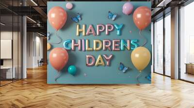 Children’s day with happy kids celebration background Generative AI Wall mural