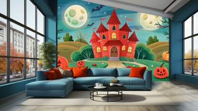 Halloween Celebration Background Design illustration Wall mural