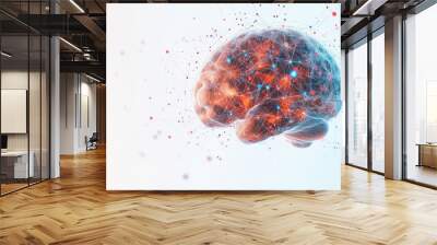 Biodigital brain interfacing with virtual networks, 3D illustration Wall mural