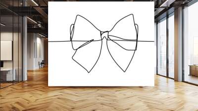 Gift ribbon bow in continuous line drawing style. simple black line sketch Wall mural