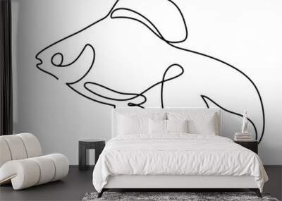 Gold fish- continuous line drawing Wall mural