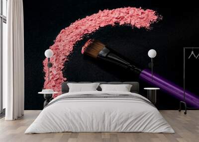 Professional make-up brush on rainbow crushed eyeshadow Wall mural