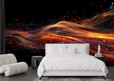 A dynamic wave of digital data flowing through a network, representing fast and efficient communication Wall mural