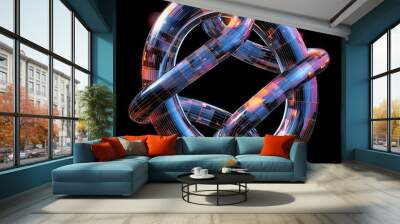 Detailed chainlink symbol icon with futuristic patterns and metallic textures Wall mural