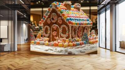 Gingerbread house with boobytrapped candy decorations, each hiding a playful surprise Wall mural