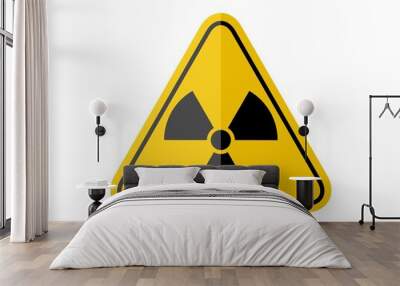 isolated black radiation hazard sign on yellow round triangle board flat paperwork vector design Wall mural