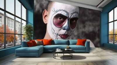 bride with a mexican calaveras makeup Wall mural