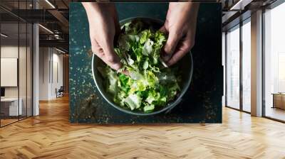 man preparing a salad Wall mural