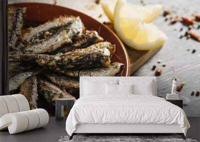 spanish grilled sardines in a plate Wall mural