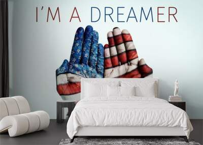 text I am a dreamer and American flag Wall mural