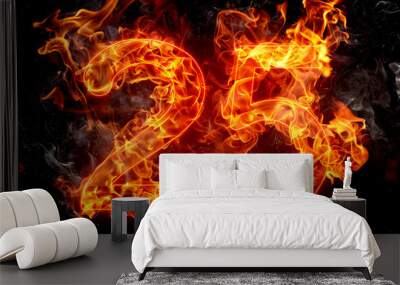 the number 25 on fire Wall mural